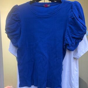 Vince Camuto Royal Blue Puff Sleeve Crewneck Top
